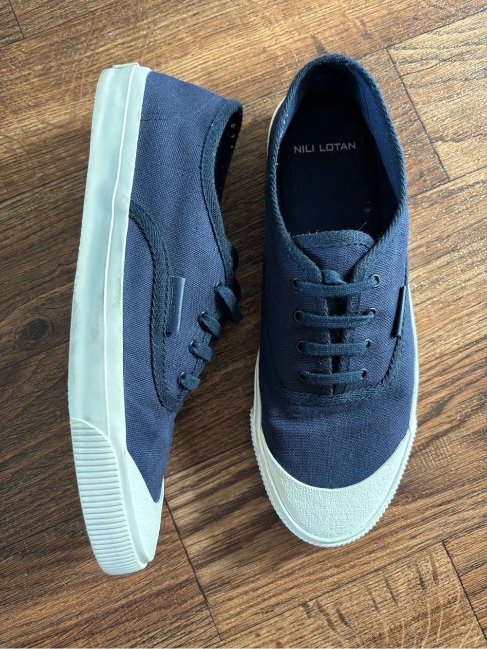 Nili Lotan - Canvas Sneakers Made in Spain Size: 40 US9 Navy/White $450 Retail
